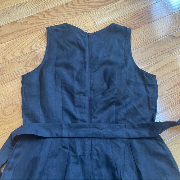 LOFT black linen jumpsuit romper wide leg pants belted Sz 6 - Picture 16 of 16
